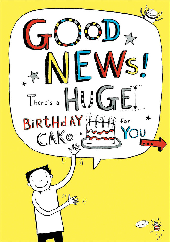 Good News! There's a Huge Birthday Cake For You Fun Greeting Card With Make your Own Bookmark By Tom Gates