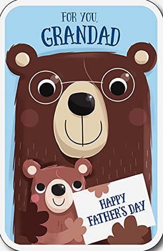 For You, Grandad Happy Father's Day Cute Bears Blue Foil UK Greeting Card