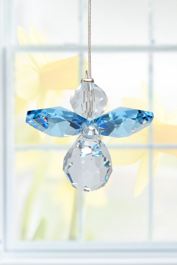 Aquamarine March Birthday Crystal Guardian Angel Hanging Charm Birthstone