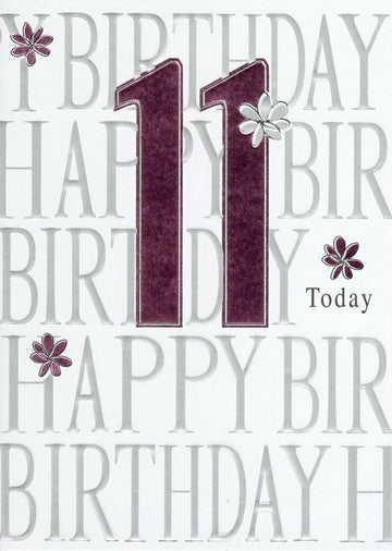 Happy 11th Birthday Foiled Greeting Card Second Nature Cards