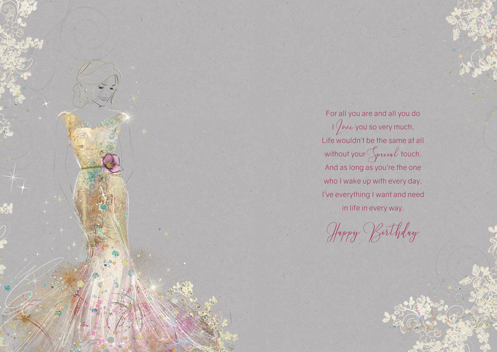 Lovely Wife on Your Birthday - Gorgeous Elegant Gold Glitter & Foil Finish Card