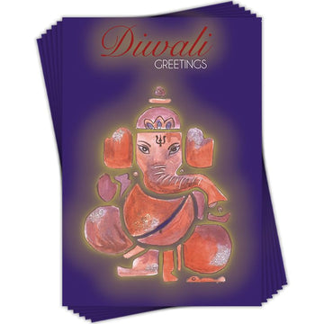 Lord Ganesha Hindu Festive of Lights Diwali Celebration Pack of 6 Greeting Cards