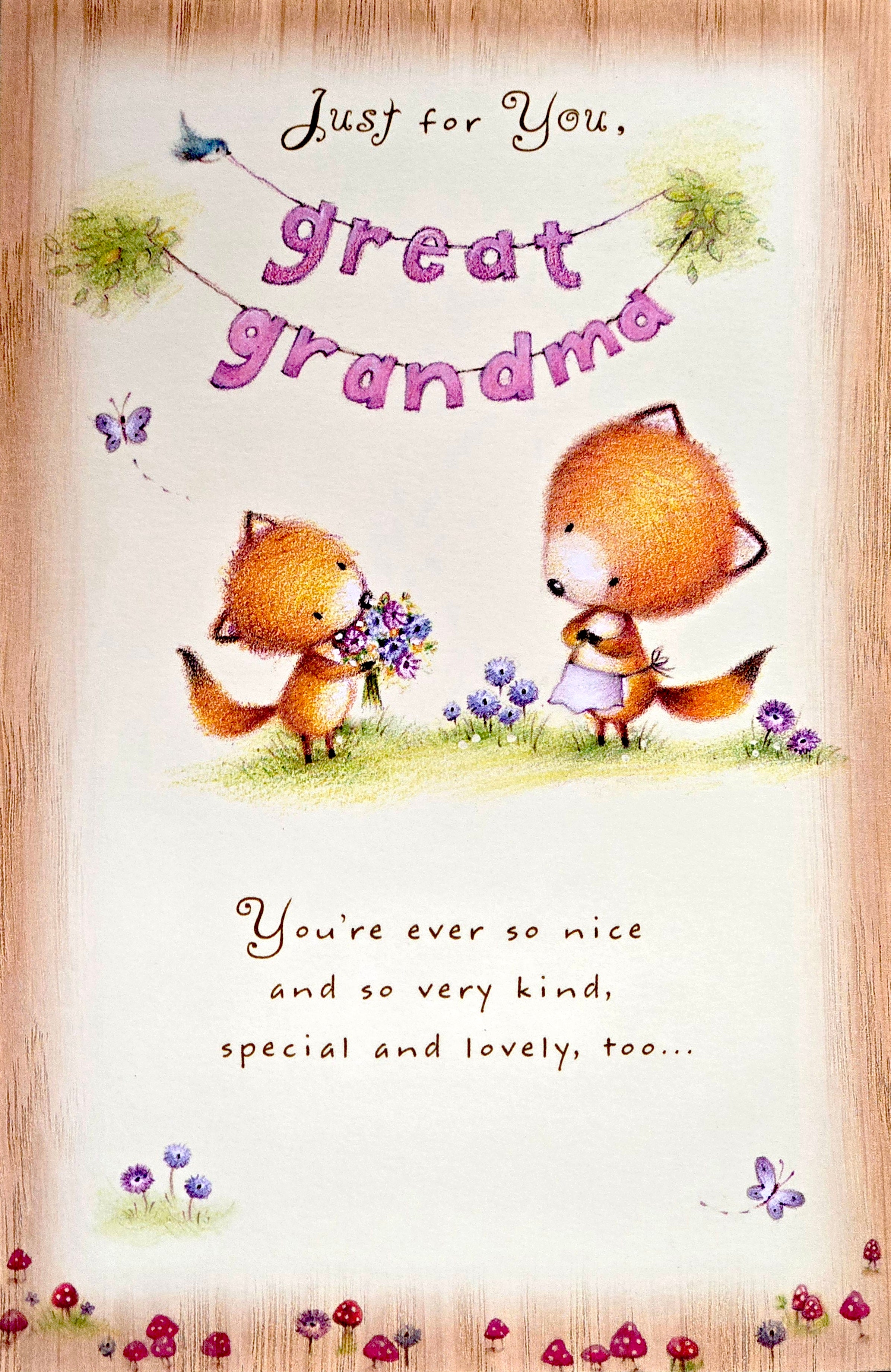 Just for you Great Grandma Kind Lovely Cute Fox Mothers Day Gibson Greeting Card