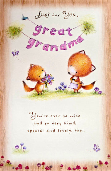 Just for you Great Grandma Kind Lovely Cute Fox Mothers Day Gibson Greeting Card