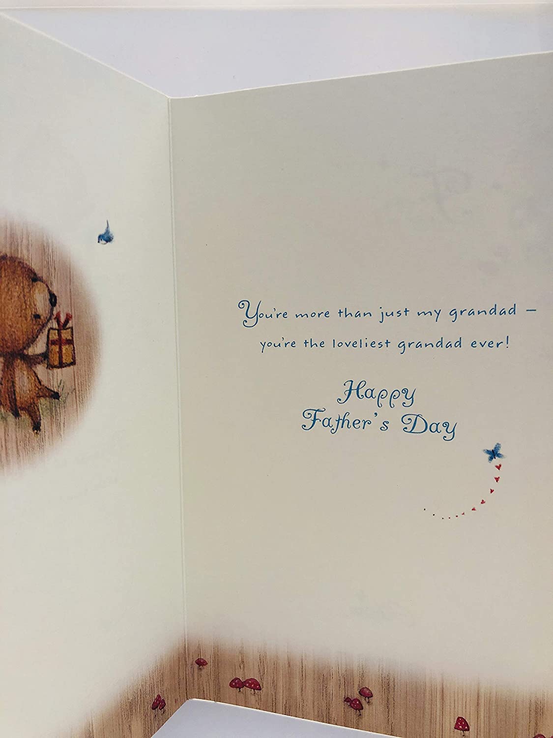 Cute Fox Loveliest Grandad Ever on Father's Day Because of All the Fun We Share Glitter Finish UK Greeting Card