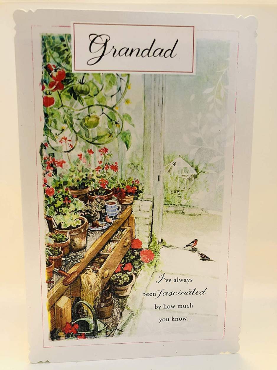 Grandad Happy Father's Day Greeting Card Pearl Finish Garden Greenhouse Art UK Greetings Card