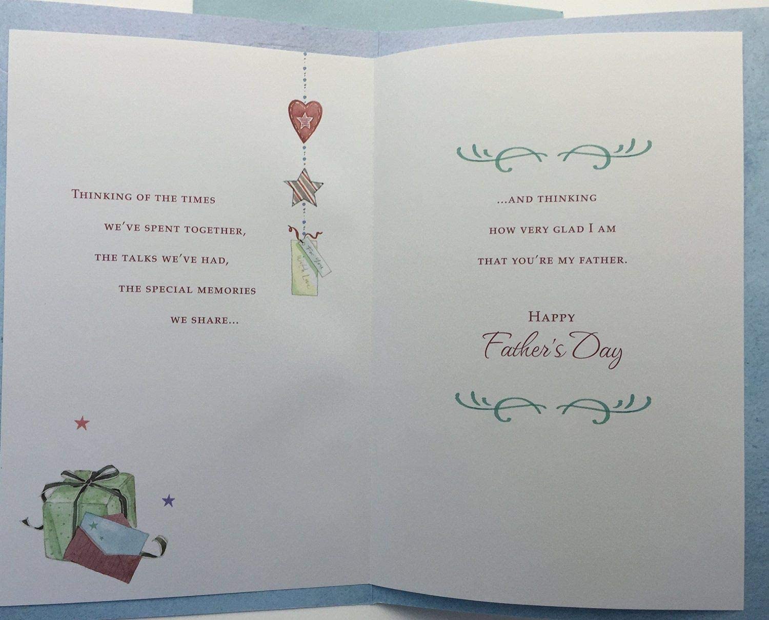 Father's Day Wine, Presents & Stars Special Silver Foil UK Greeting Card