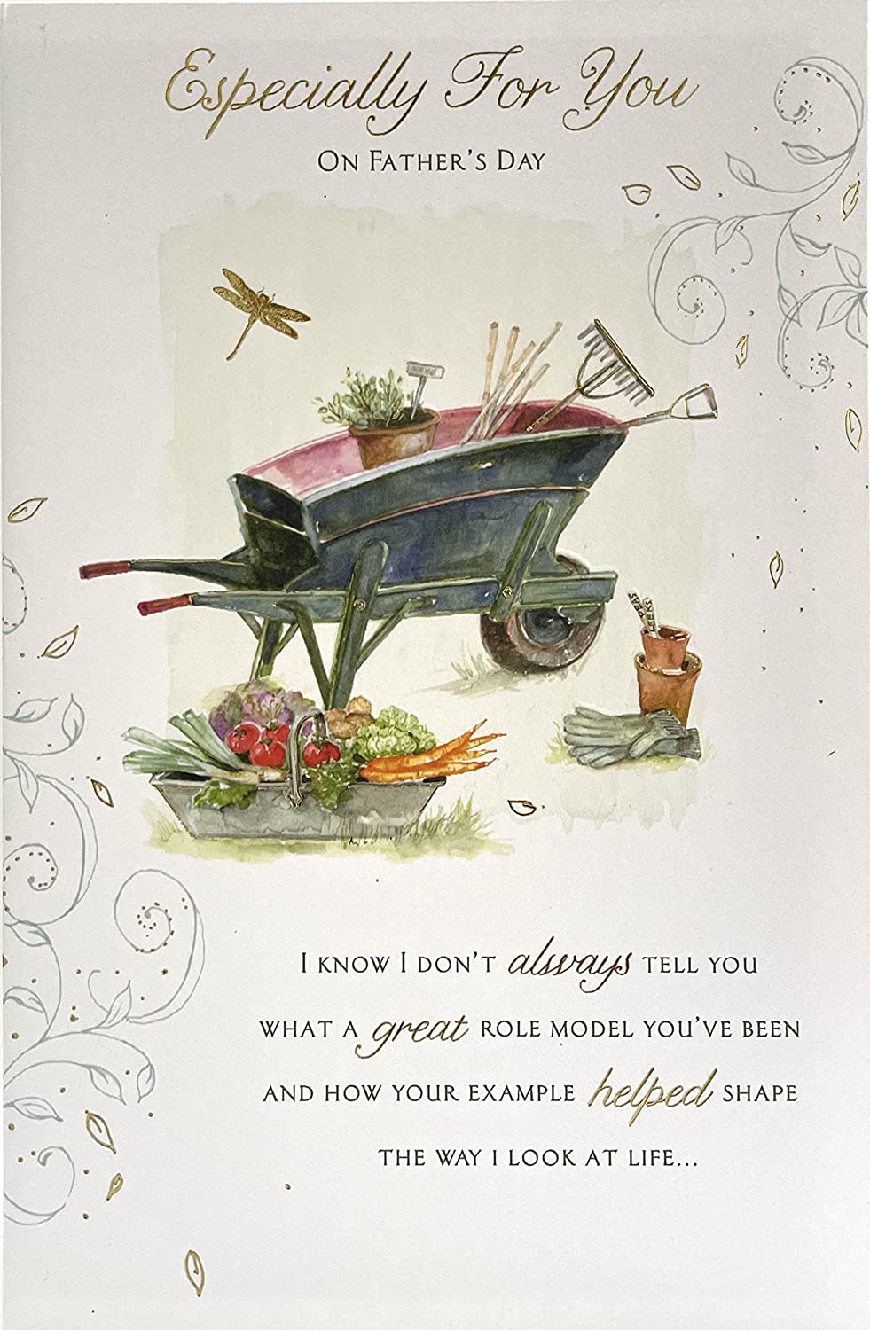 Especially for You on Father's Day Foil Finish Lovely Verse Full Colour Insert Gardening Allotment Wheelbarrow UK Greetings Card