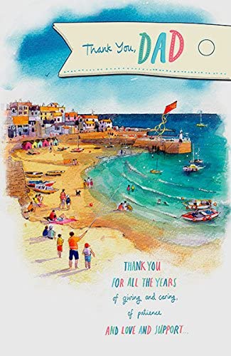 Thank You, Dad For All The Years, Love & Support Father's Day Sunny Beach Traditional Large Special UK Greetings Card