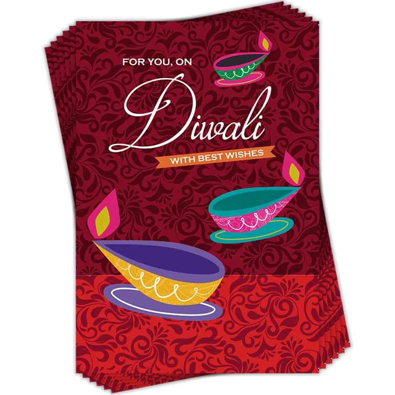 Diwali Best Wishes Hindu Festive of Lights Celebration Pack of 6 Greeting Cards
