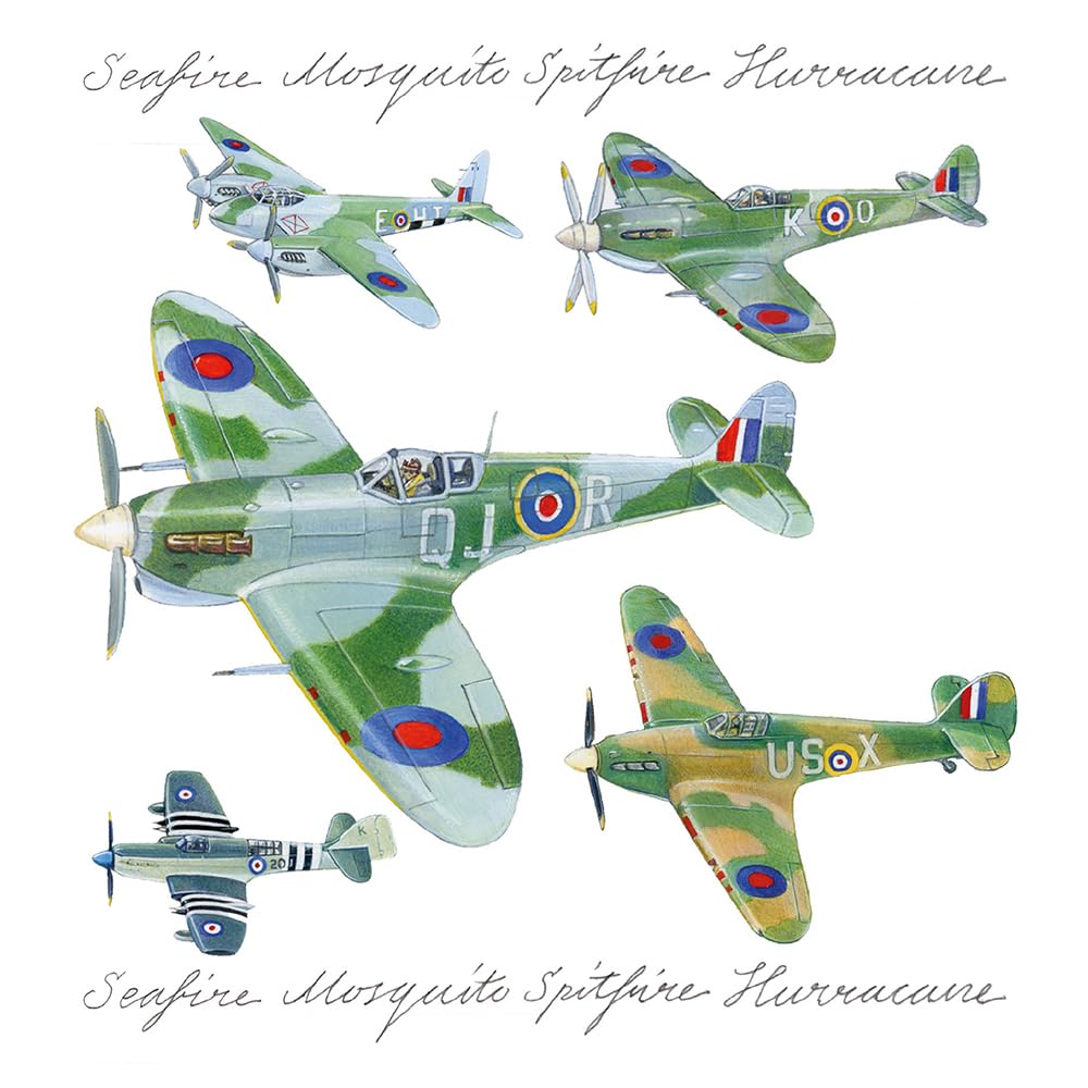 Hand Drawn Vintage Art Planes Motorbikes Tractors & Trains Blank Greeting Card