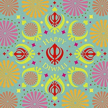 Hindi Sikh Happy Diwali Festive of Light Celebration Khanda Design Greeting Card
