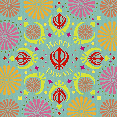 Hindi Sikh Happy Diwali Festive of Light Celebration Khanda Design Greeting Card