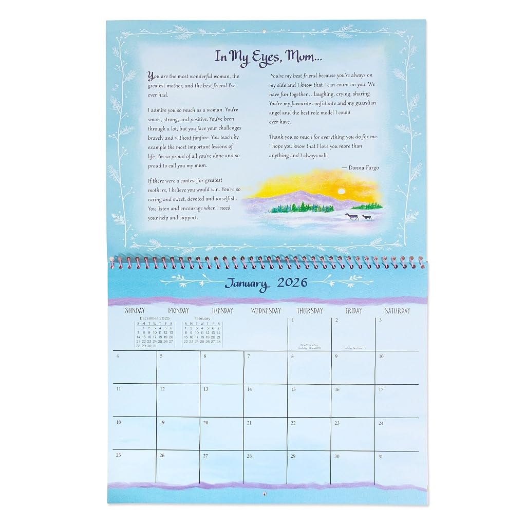 Mum You Mean The World To Me 2026 Blue Mountain Arts Collection Large Gift Calendar - with heartfelt Illustrations, Poetry and Sentimental Verses by Suzy Polis Schutz
