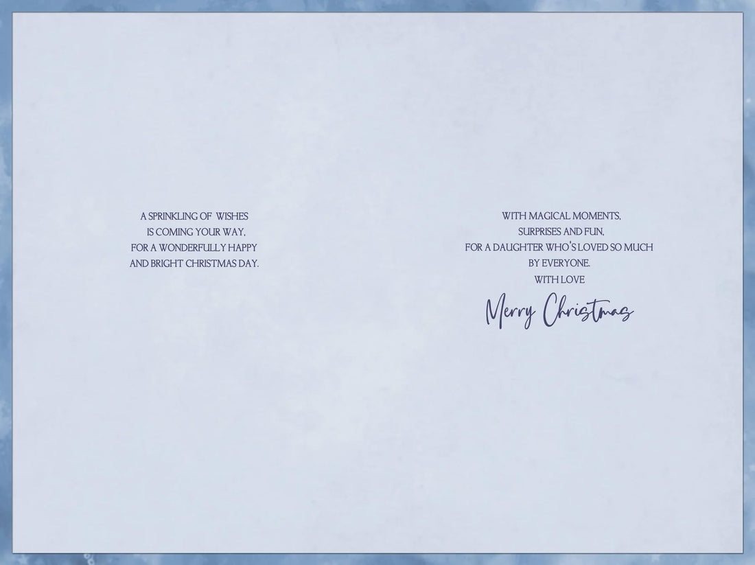 Wonderful Daughter Snowflake Sparkle - Festive Winter Wonderland Christmas Card (23x15.5cm)  Silver Foil Finish with Silver Envelope