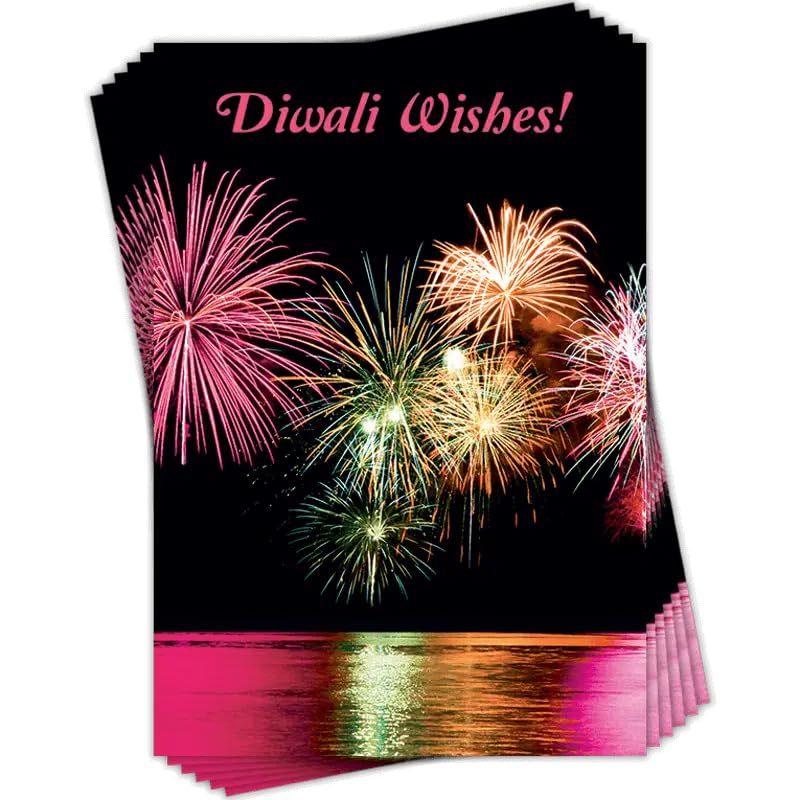Fireworks Diwali Wishes Hindu Festive of Lights Celebration Greeting 6 Card Pack
