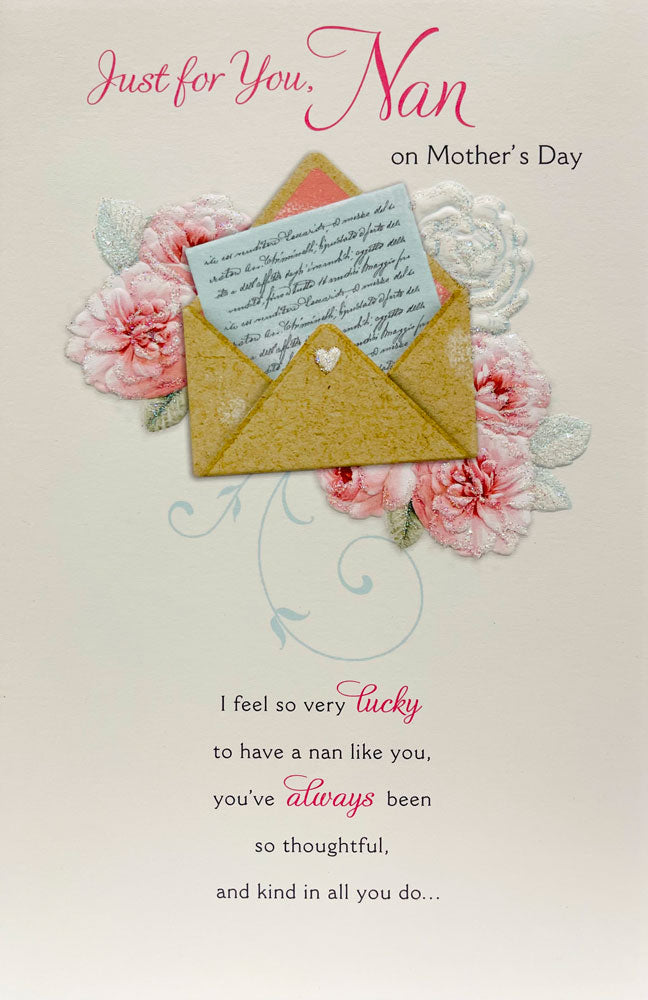 Just For You, Nan on Mother's Day I Feel so very Lucky to have a Nan like you, Special Glitter Finish Mother's Day Card From Hallmark