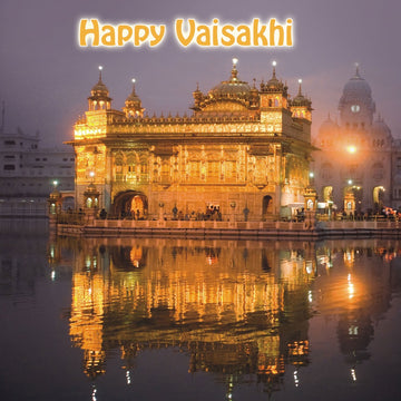 Happy Vaisakhi - 'Baisakhi' Flittered Finish Premium Greeting Card by Davora