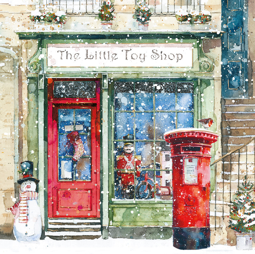 Little Toy Shop - Gifts Soldier Snowman Postbox - Pack of 6 Festive Art Xmas Charity Christmas & New Year Cards