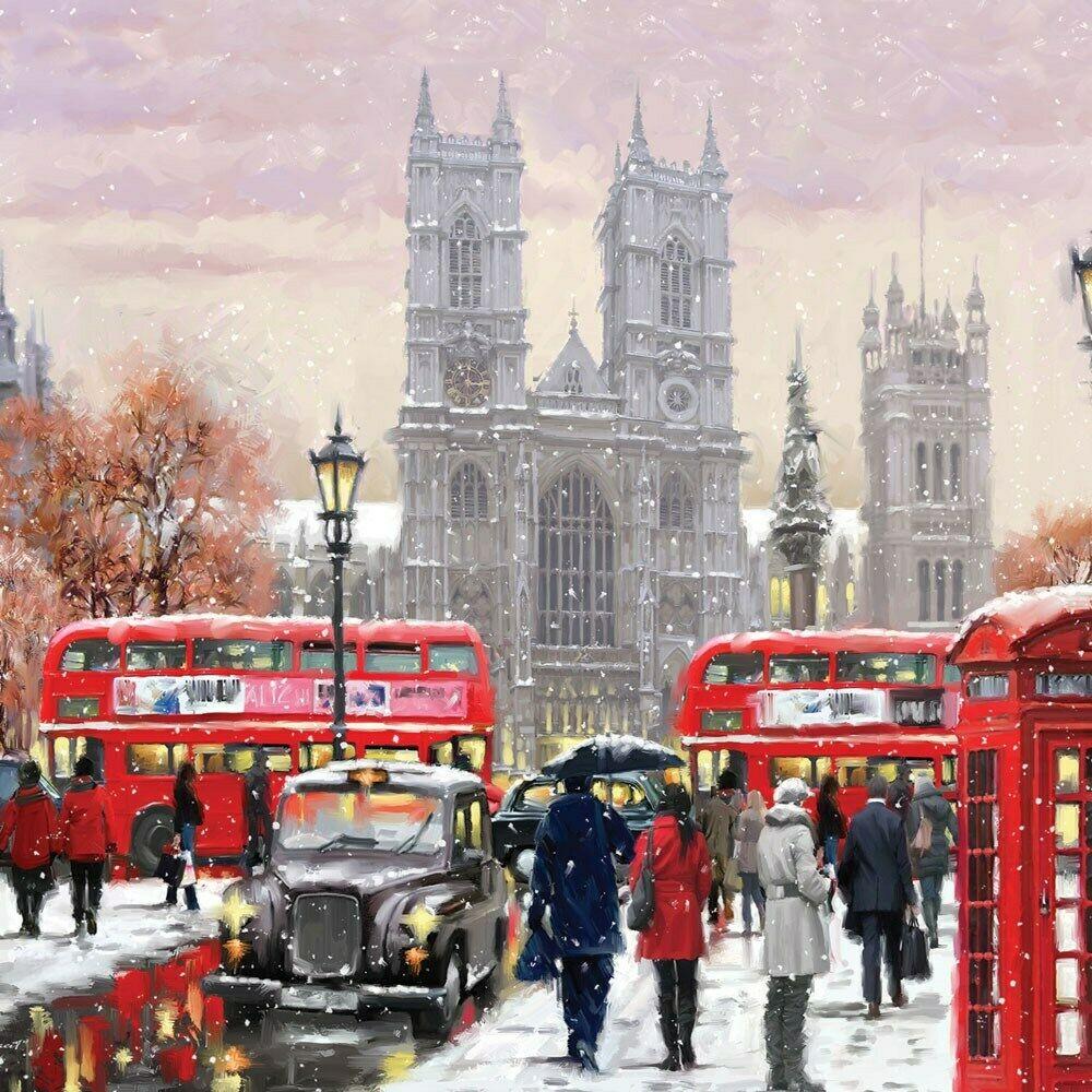 London Westminster at Christmas Single Xmas Card with an eye-popping Lenticular 3D effect