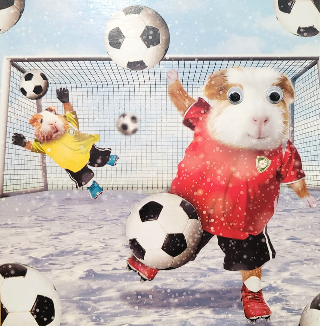 World Cup Guinea Players Goggly Moving Eyes Merry Christmas & Happy New Year Card