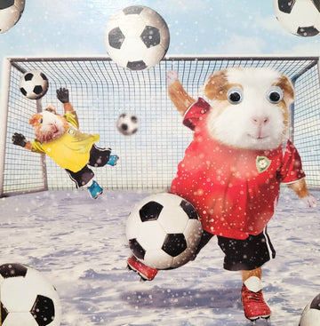 World Cup Guinea Players Goggly Moving Eyes Merry Christmas & Happy New Year Card