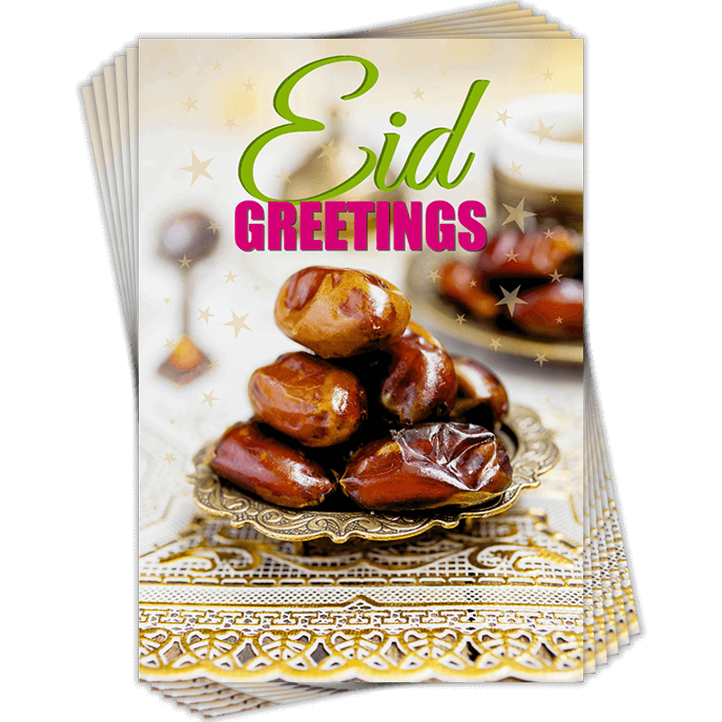 Sweet Dates - 2024 Eid Mubarak Greeting Cards by Davora in Multi Pack of 6 For Friends / Family