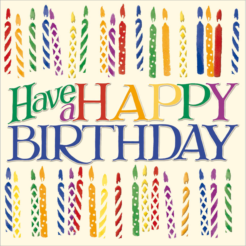 Have A Happy Birthday Colourful Candles Art Blank Greeting Card - Emma Bridgewater