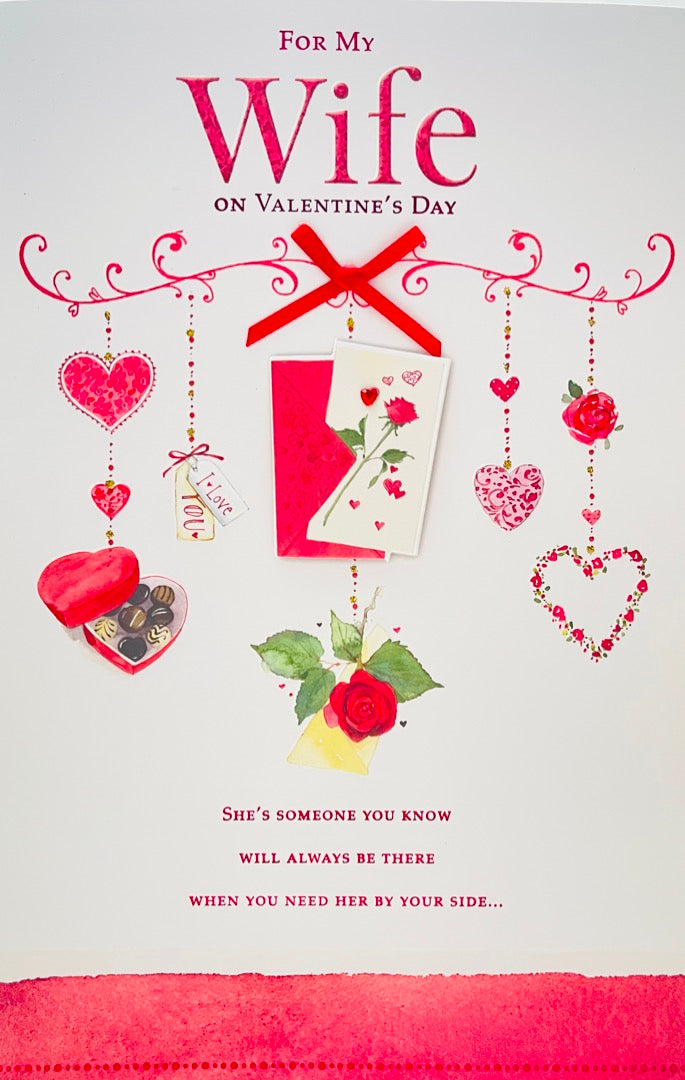 Chocolate Roses Hearts - Trust Love Friend Wife Valentine's Day Card - Lovely Verse with 3D Embellishment Ribbon Glitter and Foil Finish - Simply Precious