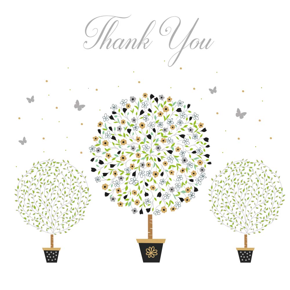 Thank You Trees & Butterflies - 5 Mini Note Cards with Envelopes Potted by Tracks Publishing