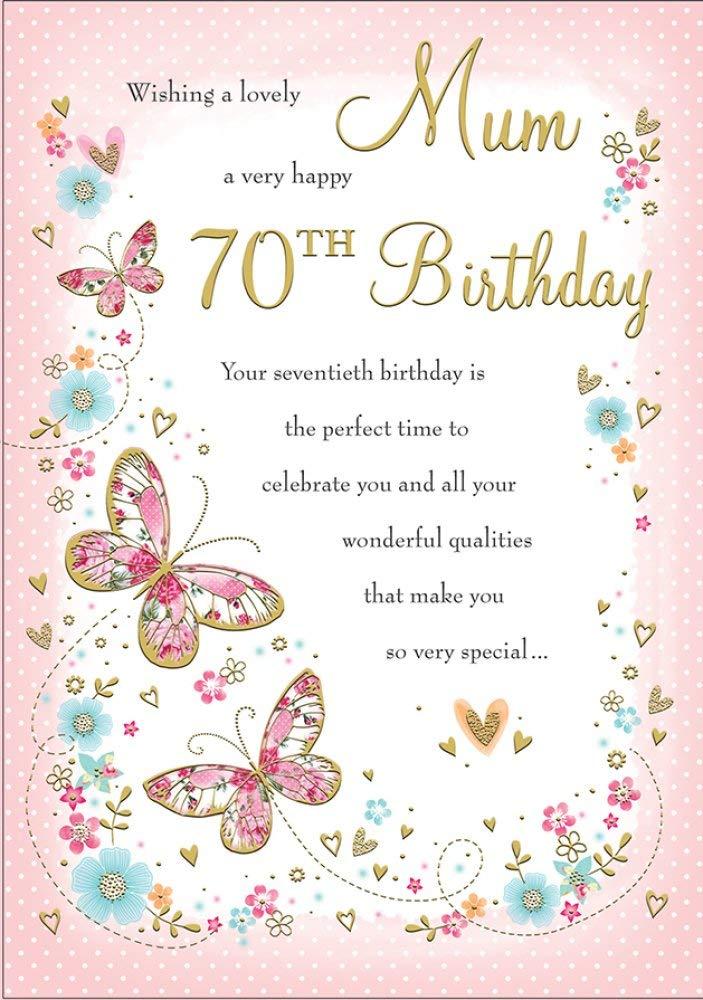 Wishing a Lovely Mum Happy 70th Birthday Traditional Milestone Large Birthday Card