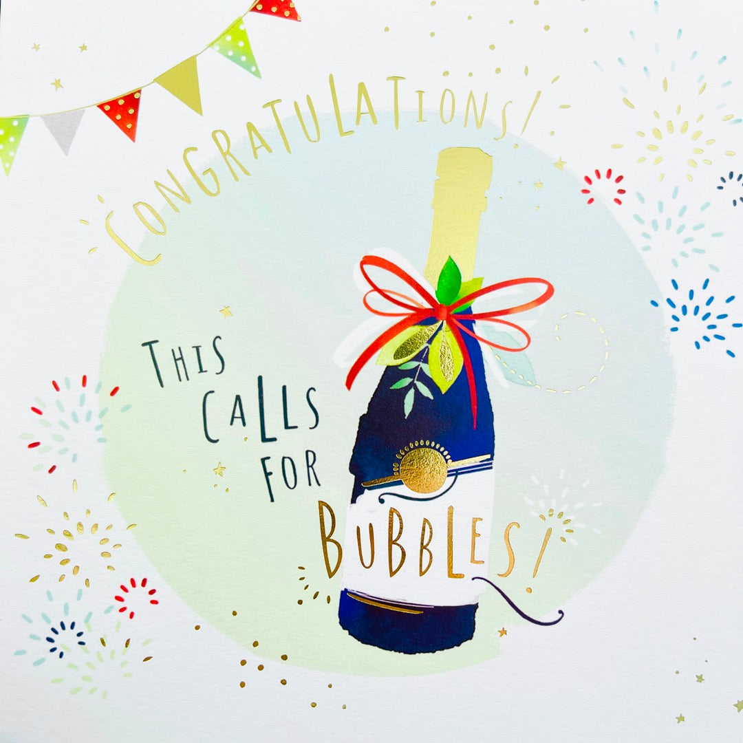 Congratulations! This Calls For Bubbles Champagne Celebration Foil Greeting Card