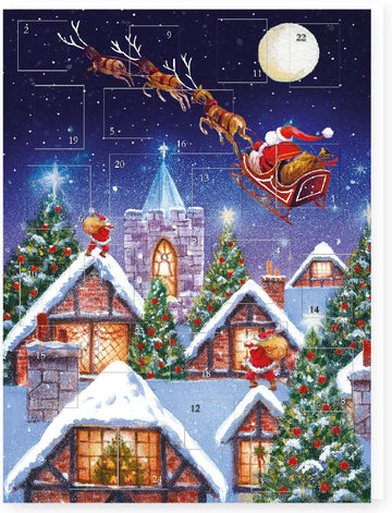 Santa Sleigh Xmas Eve Delivery Traditional Advent Calendar Glitter Finish