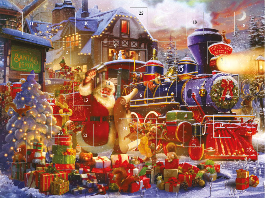 Santa's Express Train Traditional Advent 24 Door Calendar - Countdown to Christmas