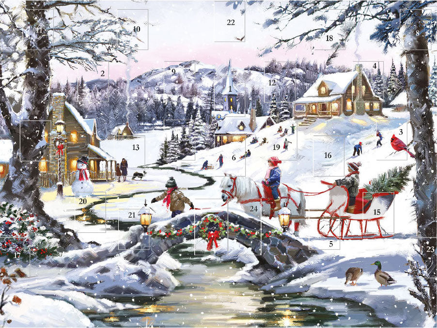 Over a Snowy River Festive Traditional Christmas 24 Door Advent Calendar