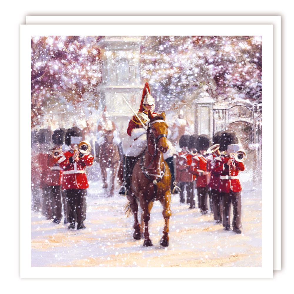 Kings Guard on Parade in the Snow - Foil Finished Eco-Friendly Pack of 5 Christmas Cards by Tracks Publishing - XP431
