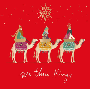 We Three Kings Camels Religious Art Gold Foiled Charity Christmas 6 Cards Pack Eco-Friendly