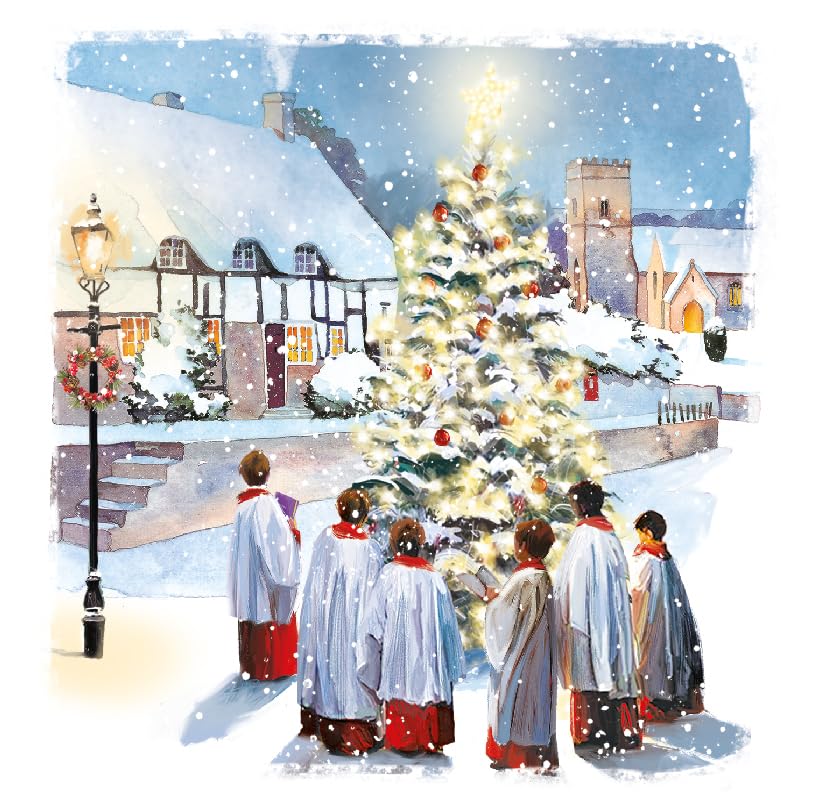 Chorister Choir Boys Snow Tree Art Charity Christmas & New Year 6 Cards Pack Eco