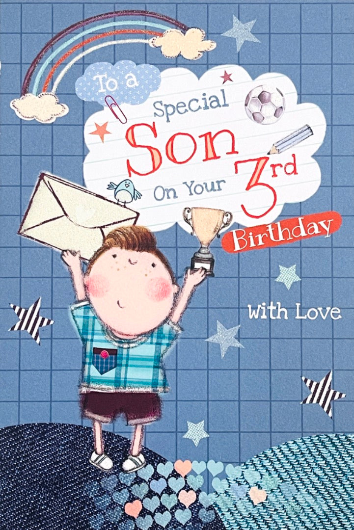 To A Special Son On Your 3rd Birthday With Love Happy Birthday Card