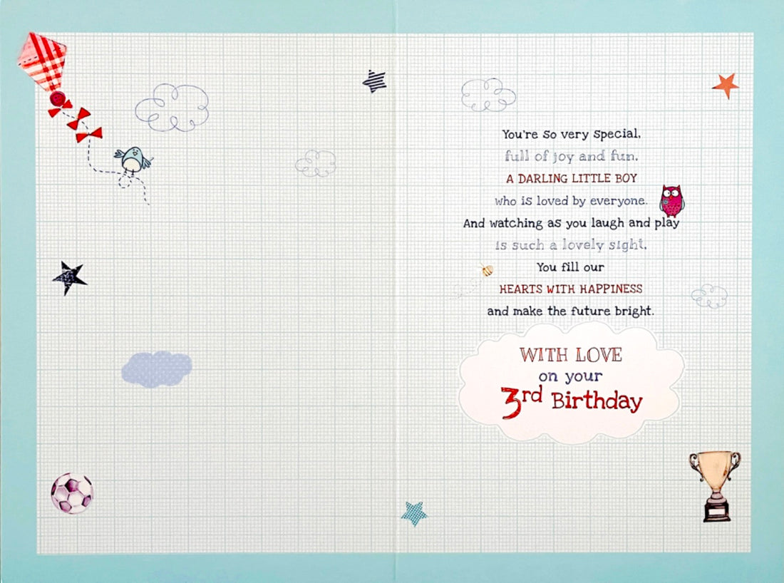 To A Special Son On Your 3rd Birthday With Love Happy Birthday Card