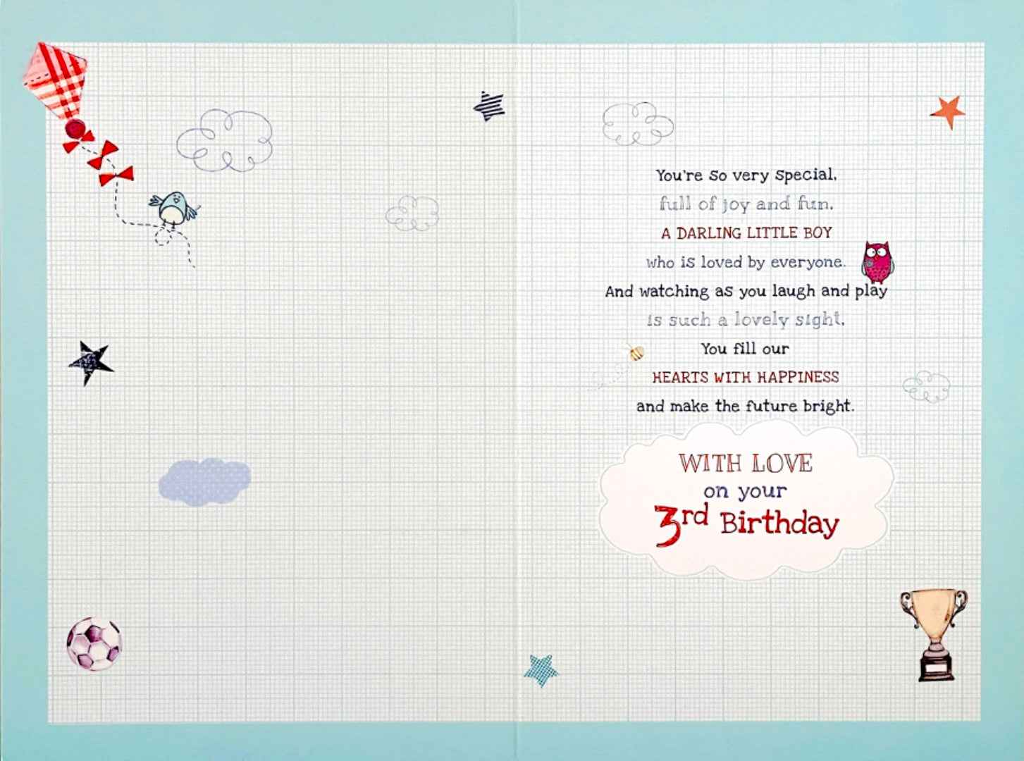 To A Special Son On Your 3rd Birthday With Love Happy Birthday Card