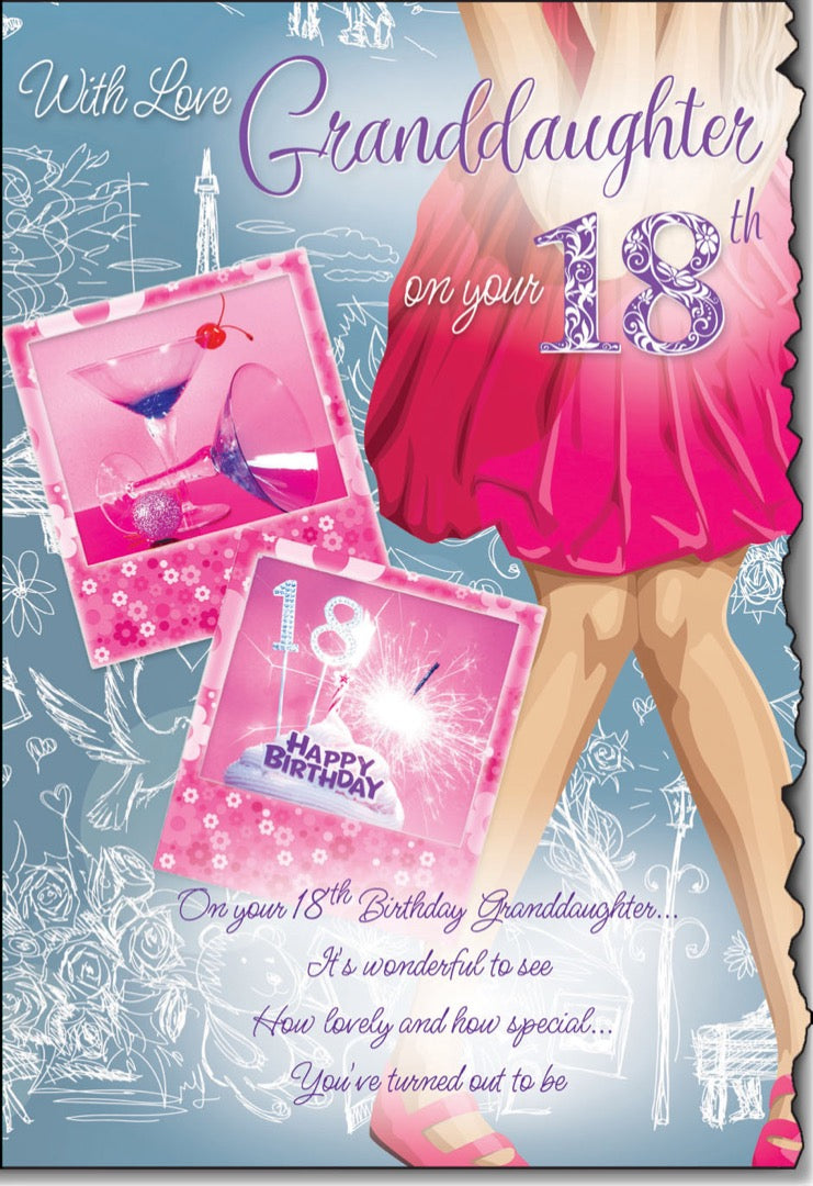 Granddaughter on your 18th Birthday - Die Cut Card with Loving Words Poetry - Full Colour Insert - Cardigan Cards - CED967