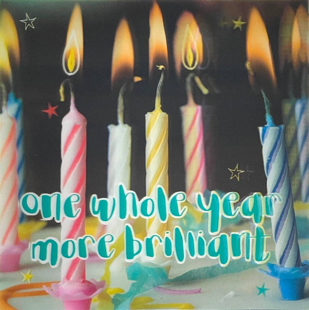 One Whole Year More Brilliant Candles On Cake 3D Lenticular Blank Birthday Card - LL0092