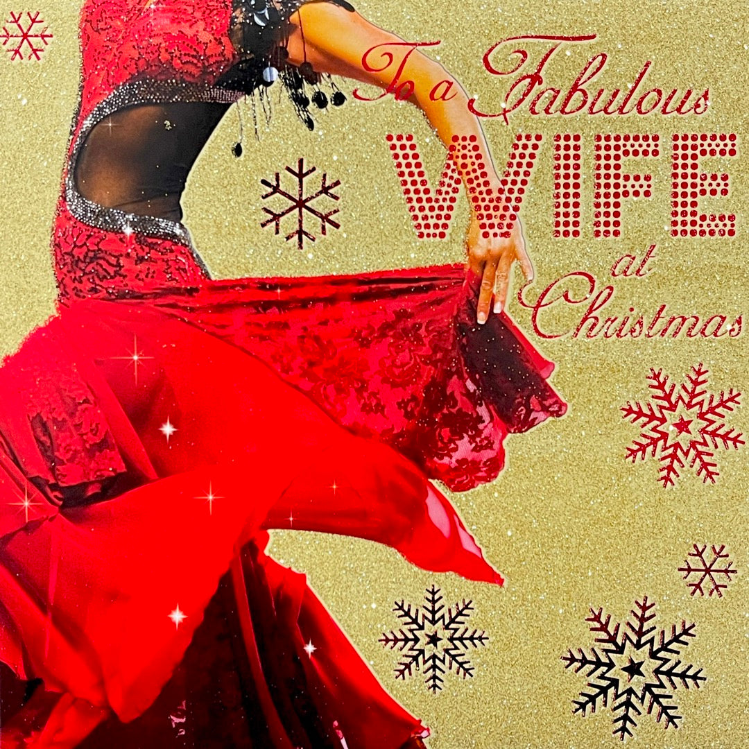 To A Fabulous Wife at Christmas Glitter Coated Strictly Come Dancing Large Card