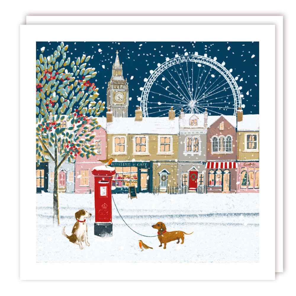 Festive Greetings from Snowy London Charity Christmas Large Square Pack of 10 Cards