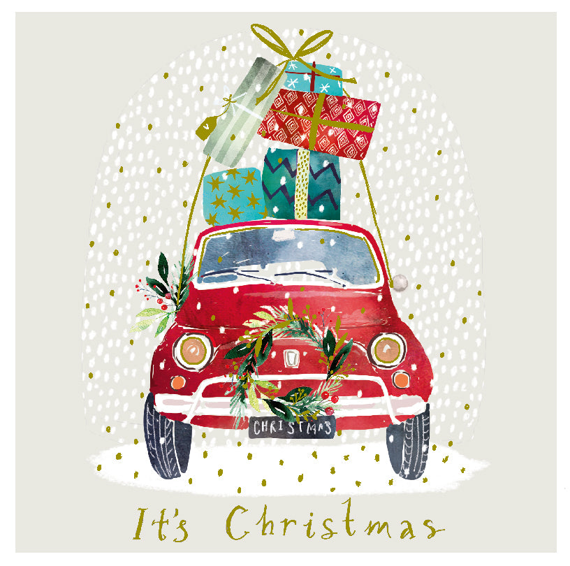 Driving Home for Xmas - Festive Foil Finished Pack of 6 Charity Christmas Cards By Ling Design