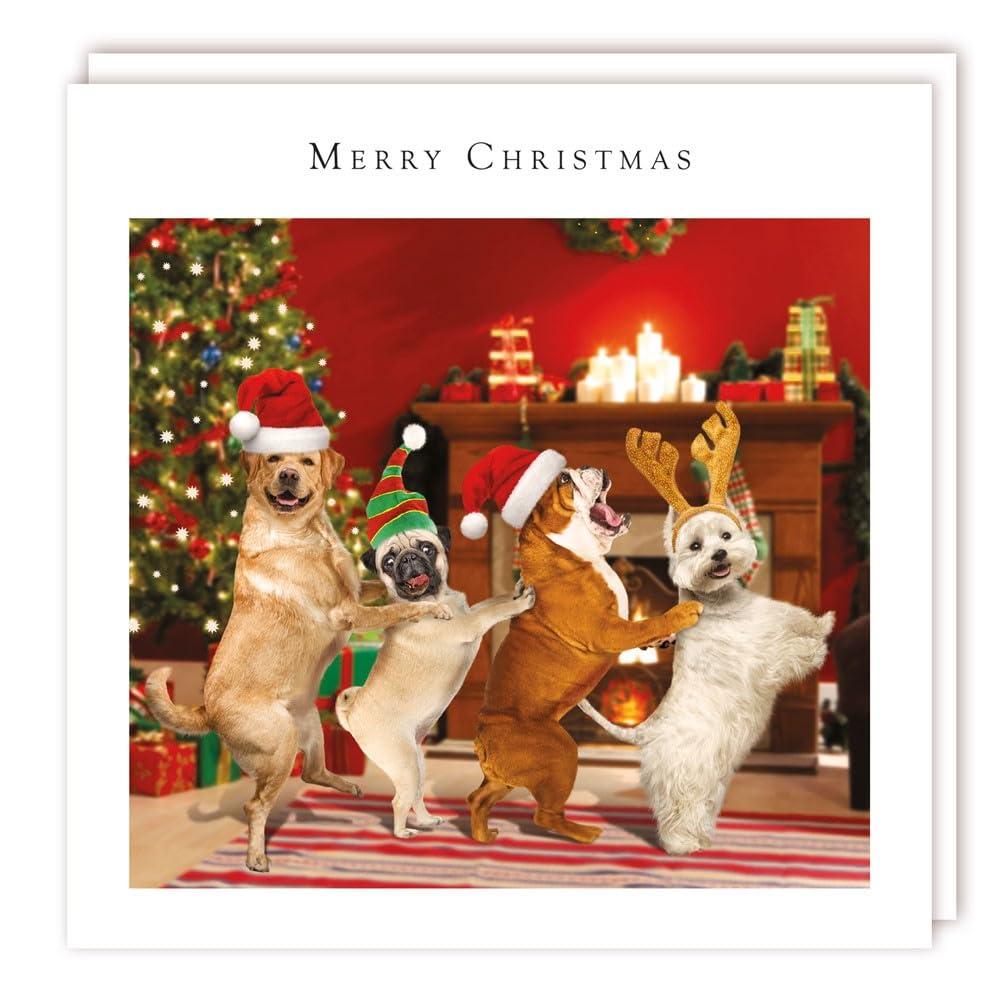 Festive Dog Party Conga Line - Eco-Friendly - Pack of 5 Charity Christmas Cards