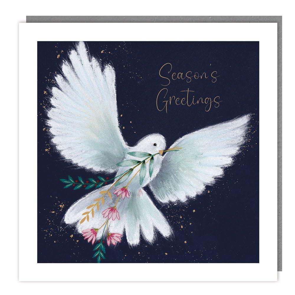 Peace Dove and Flowers with Gold Foil Finish Pack of 5 Charity Christmas Cards by Tracks Publishing