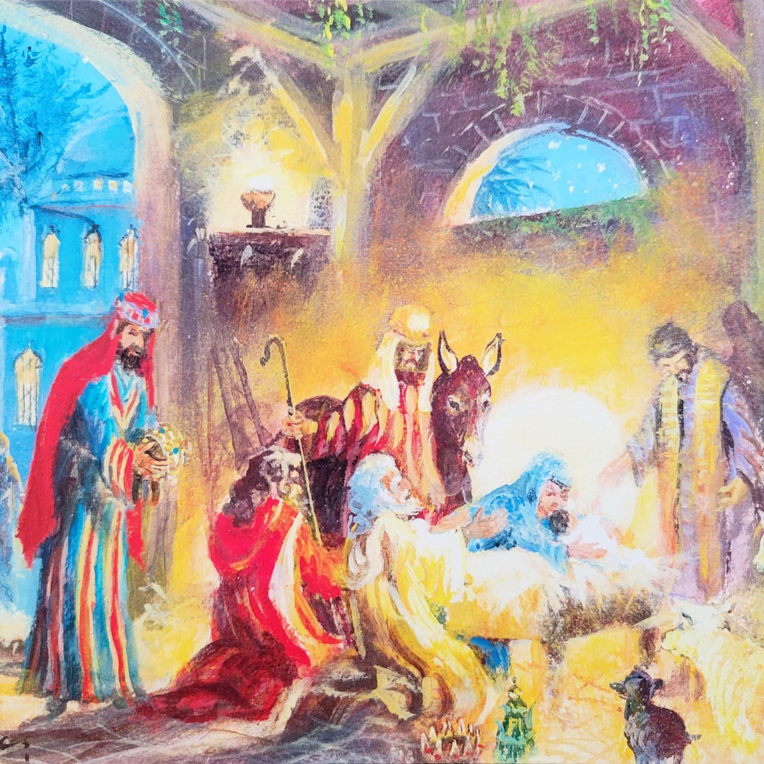 Nativity Scene - Religious Art - Eco-Friendly Premium Charity Pack of 5 Christmas Cards in Aid of BHF