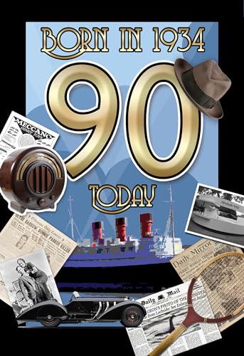 90 Today Born in 1934 Historical Facts 90th Milestone Birthday Card 2024 for Him